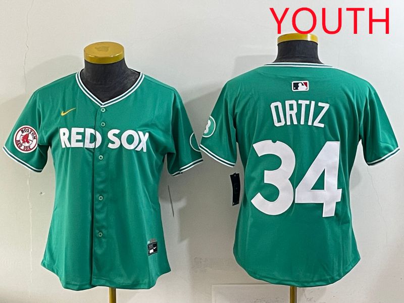Youth 2025 Boston Red Sox #34 Ortiz Dark Green Joint Name Nike MLB Jersey style 8